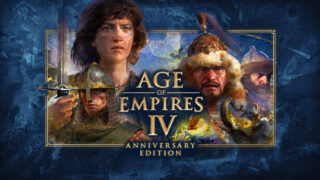 Age of Empires IV Anniversary Edition の公式キーアート、ジャンヌ・ダルクや騎士、モンゴルの指導者が描かれたロゴ入り画像