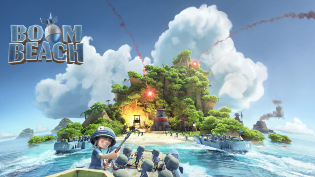 ブーム・ビーチ（Boom Beach）公式ロゴと上陸作戦のキービジュアル