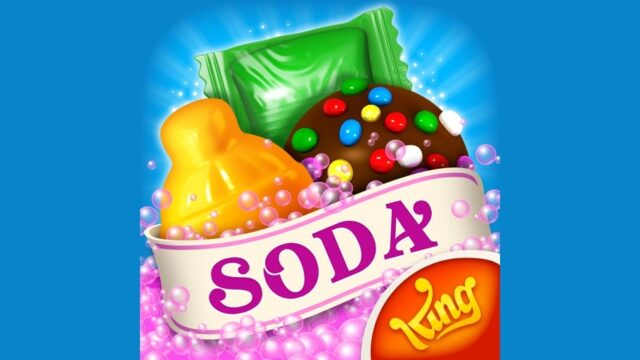 キャンディークラッシュソーダのSODAロゴ入りアプリアイコンを横長に配置したアイキャッチ画像