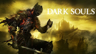 DARK SOULS IIIのタイトルロゴと燃える鎧の主人公が描かれたキーアート