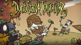 Don't Starve Togetherの公式ヘッダー画像、タイトルロゴと2人のサバイバーが描かれている