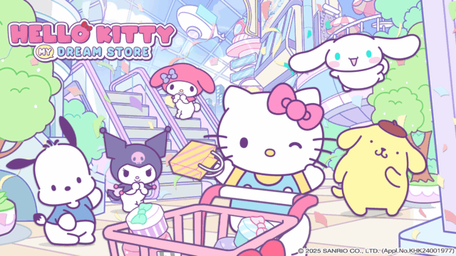 ハローキティ、クロミ、マイメロディたちがショッピングタウンでにぎわうハローキティ：マイドリームストアの公式ビジュアル