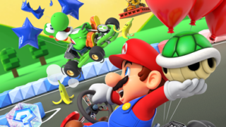 マリオカート ツアーのタイトルロゴとキャラクターが並ぶキービジュアル