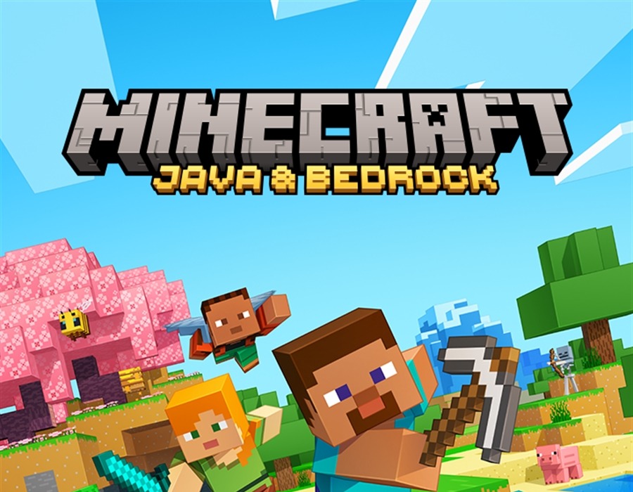 マインクラフト ジャバ&ベッドロック・エディション PC版の公式ロゴとキャラクターアート