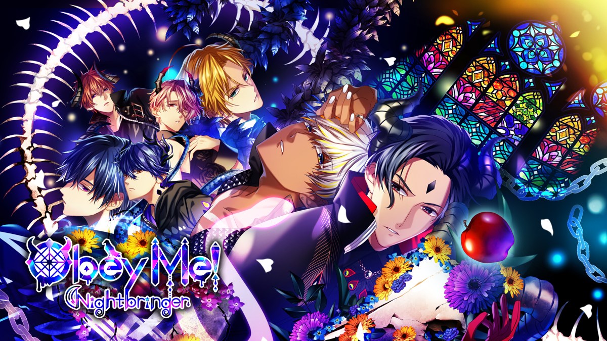 Obey Me! Nightbringerのタイトルロゴと悪魔の7兄弟が描かれたキービジュアル