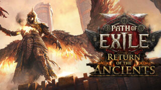 Path of Exile 2の公式ヘッダー画像。重装の翼を持つ天使のようなキャラクターとロゴが表示されている