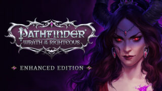 パスファインダー：Wrath of the Righteous Enhanced Editionのロゴと悪魔の角を持つキャラクターが描かれたSteamキーアート