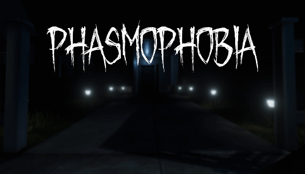 Phasmophobiaのロゴと夜の一軒家、Steam公式キービジュアル