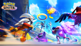 ポケモンユナイトの5vs5チームバトルのキービジュアル。ピカチュウが電撃技を放っている