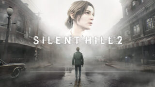 サイレントヒル2 リメイク版の公式キーアート。霧の街を背景にジェイムスとマリアが描かれ、SILENT HILL 2のロゴが入っている