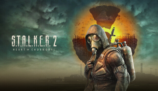 S.T.A.L.K.E.R. 2: Heart of Chornobyl 公式キーアート、ガスマスクをつけたストーカーとチェルノブイリのゾーンを描いたロゴ入りビジュアル