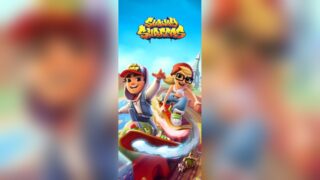 サブウェイサーファーズのタイトルロゴとキャラクターが描かれたキービジュアル