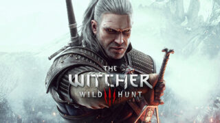 ウィッチャー3 ワイルドハントのキービジュアル。ゲラルトと『THE WITCHER WILD HUNT』ロゴ
