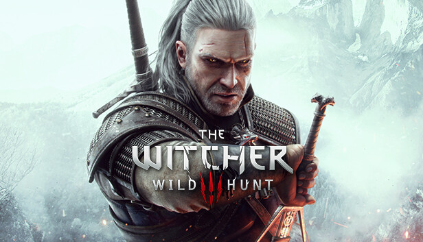 ウィッチャー3 ワイルドハントのキービジュアル。ゲラルトと『THE WITCHER WILD HUNT』ロゴ