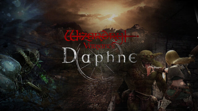 Wizardry Variants Daphne 公式キービジュアル、ロゴと冒険者・魔物が描かれたバナー画像